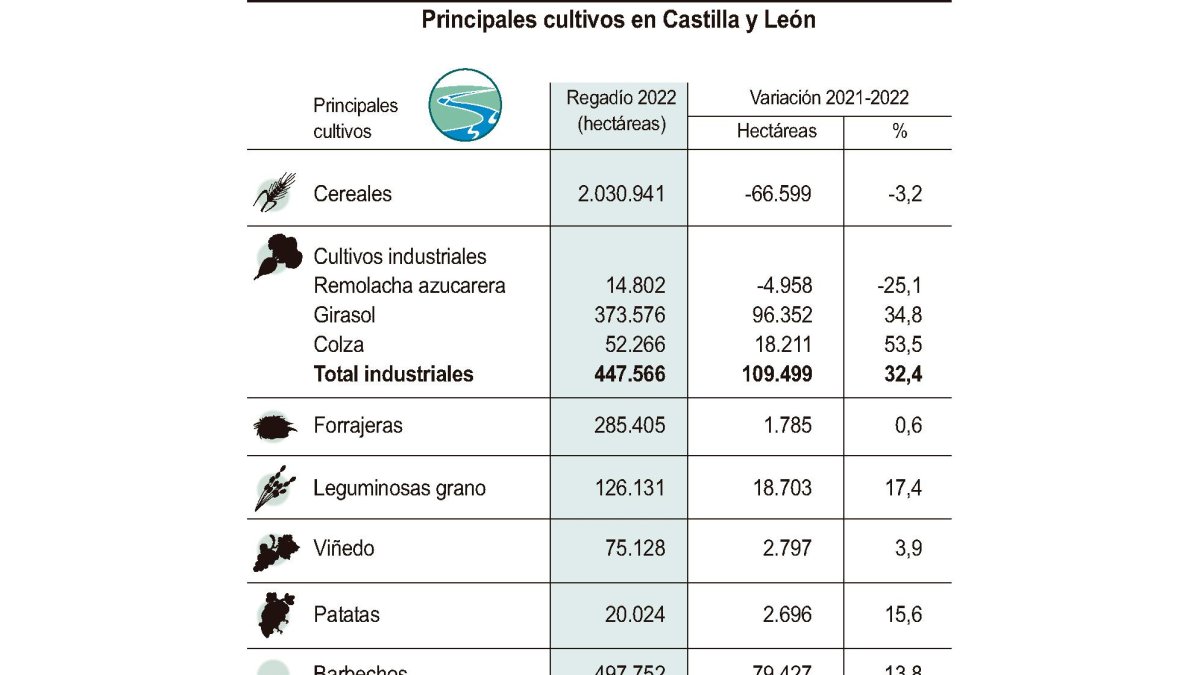 Principales cultivos en Castilla y León.- ICAL