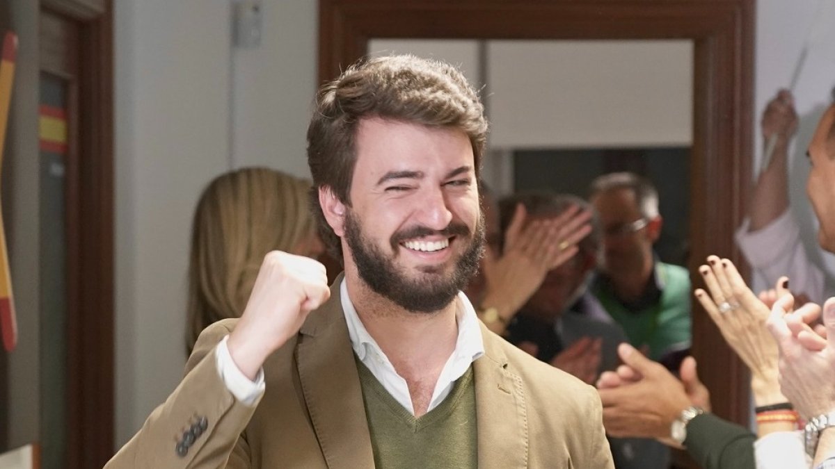 Gallardo valora los resultados electorales en la sede de Vox de Valladolid.- ICAL