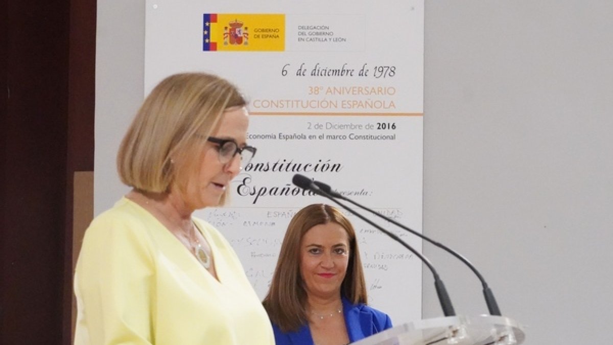 María Jesús Lafuente durante su discurso en la toma de posesión como nueva presidenta de la Confederación Hidrográfica del Duero. Ical