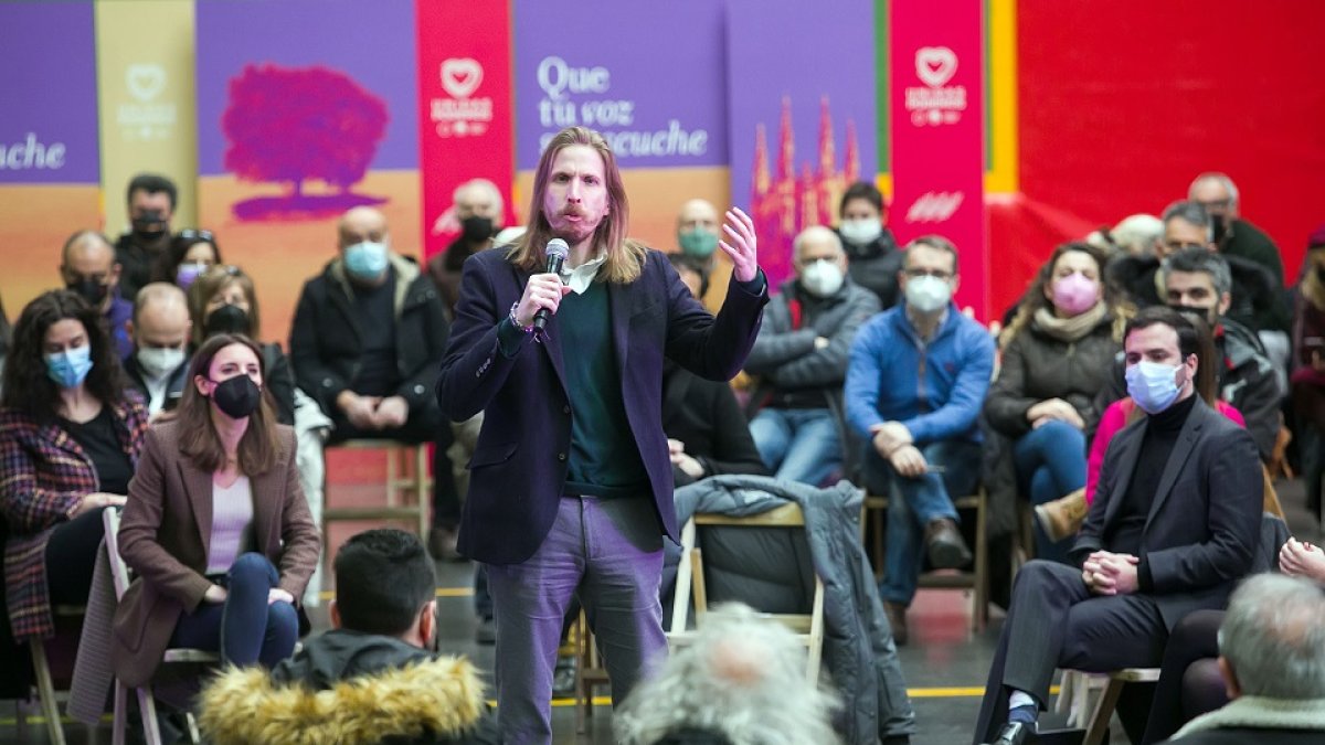 Acto de campaña de Podemos en Burgos con Irene Montero, Alberto Garzón y Pablo Fernández.- ICAL