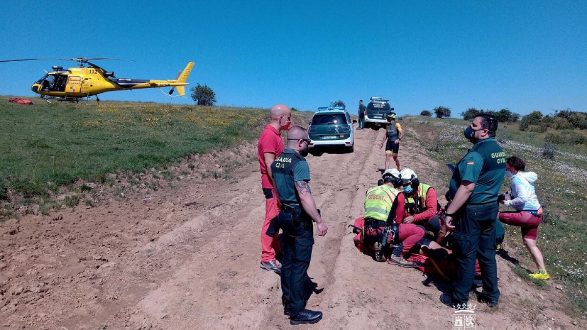 Ciclista herido el pasado junio al sufrir una caída en un camino de Segovia. ICAL