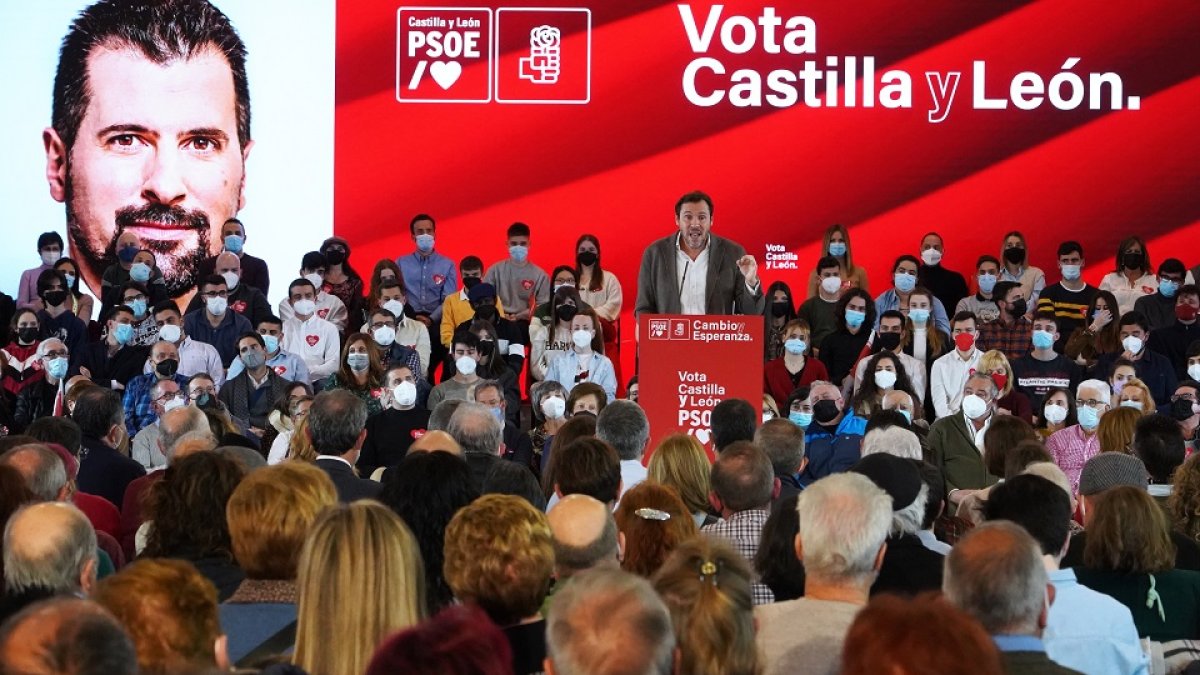Óscar Puente, durante el acto electoral del PSOE en Valladolid.- ICAL