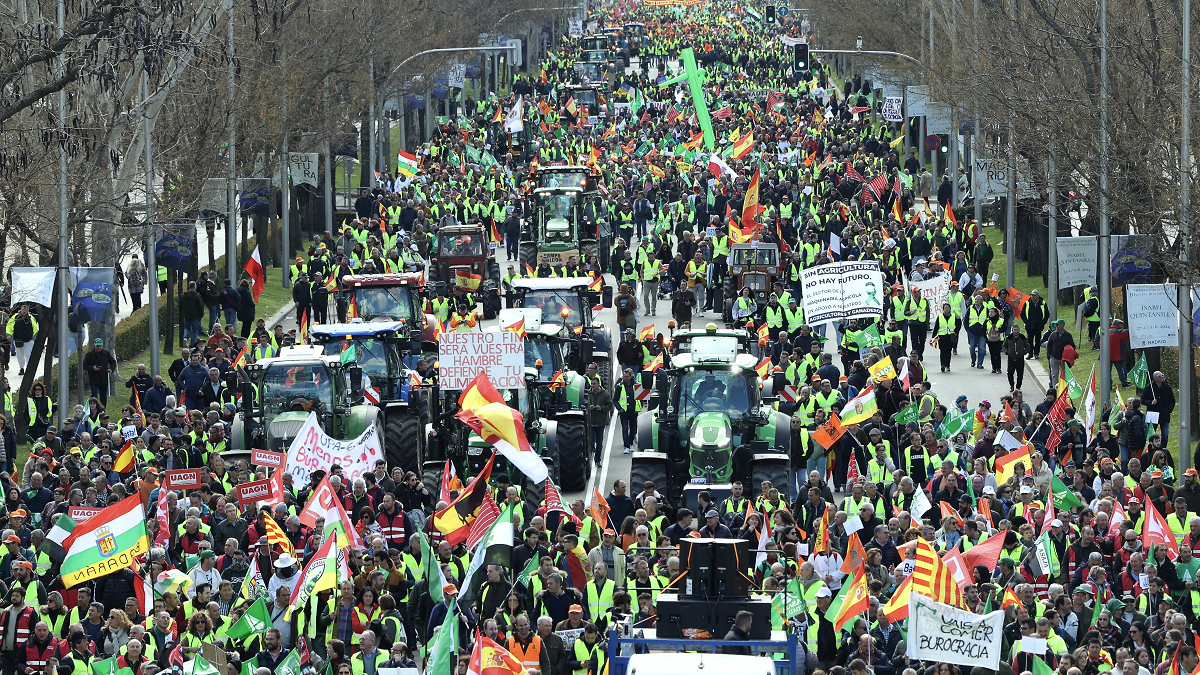 Manifestación de Agricultores y Ganadores por el paseo de la Castellana en Madrid. Juan Lázaro / ICAL.