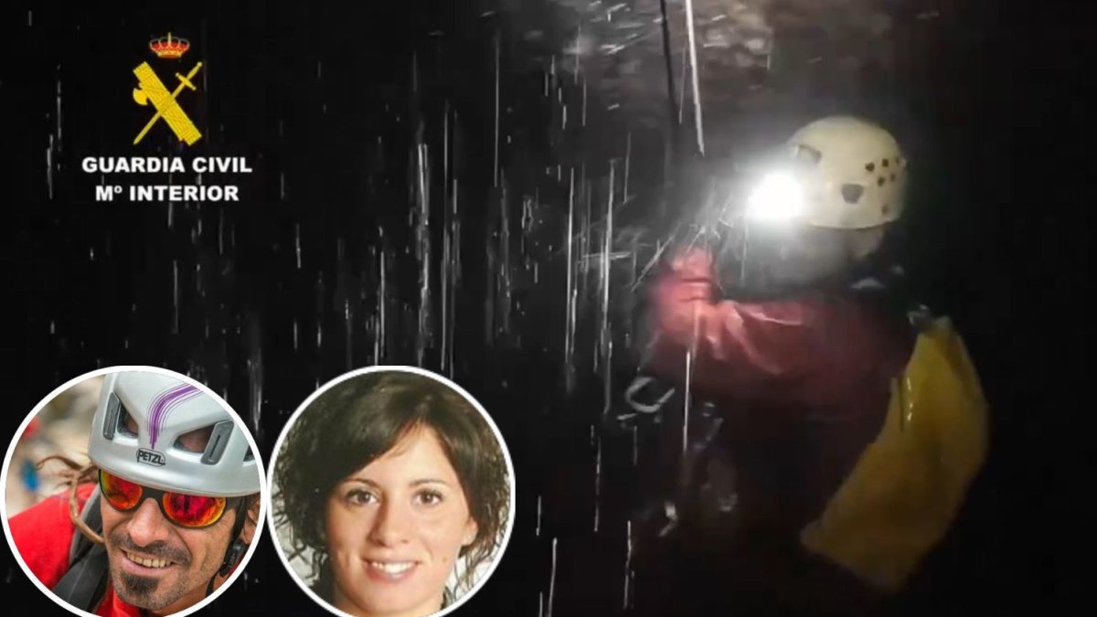 Alfonso Urrutia y Paloma Bombín en miniatura y una imagen del operativo de rescate