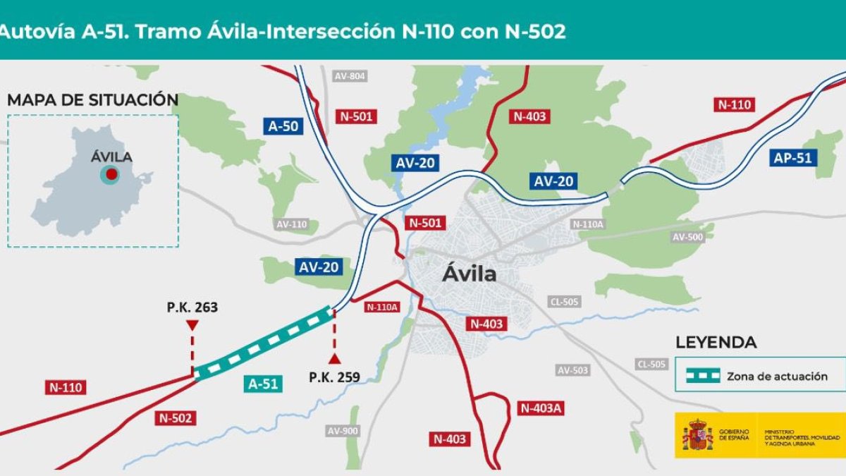 Plano del proyecto de la A-51 en Ávila.