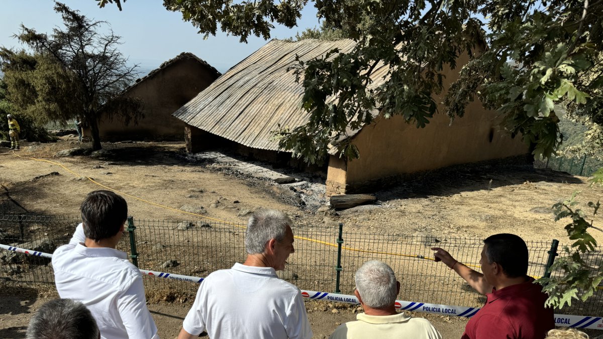 El consejero de Cultura, Gonzalo Santonja, visita la zona del incendio en el castro Vetton de El Raso (Candeleda).