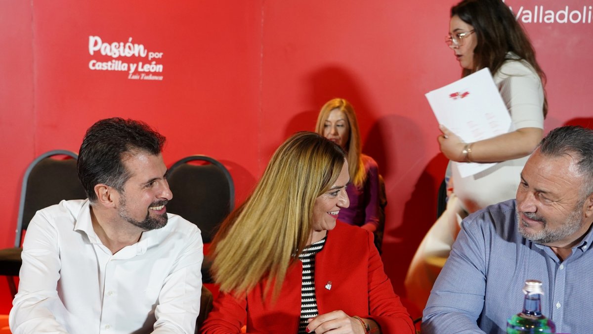 Luis Tudanca, Virginia Barcones y Eduardo Morán, en el último comité autonómico del PSOE.