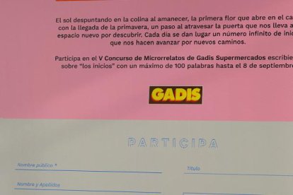 Imagen de la convocatoria del V Concurso de Microrrelatos Gadis