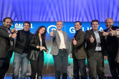 Fernández Mañueco y Alfonso Rueda junto a Moreno Bonilla, López Miras y Díaz Ayuso, entre otros.- ICAL