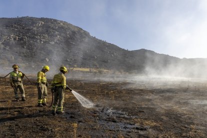 Consecuencias del incendio iniciado en Navalacruz a su paso por Riofrío (Ávila). ICAL