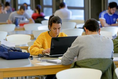 Estudiantes en la biblioteca del Campus Miguel Delibes. -JUAN MIGUEL LOSTAU