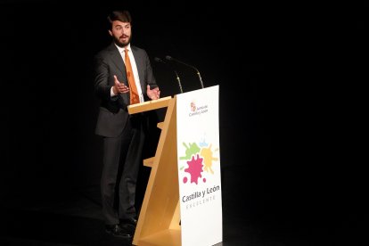 El vicepresidente de la Junta de Castilla y León, Juan García-Gallardo, interviene en la presentación de la Estrategia Turística de Castilla y León. -ICAL