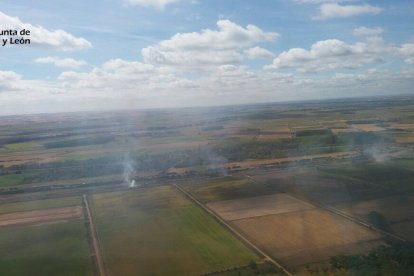 Fuegos provocados por las chispas de las vías del tren. Twitter: @naturalezacyl