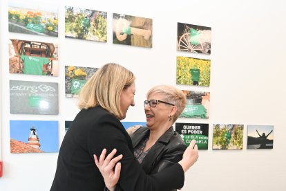 La consejera de Familia e Igualdad de Oportunidades, Isabel Blanco, y la presidenta de la Asociación de Esclerosis Lateral Amiotrófica (ELACYL) Rosa Gómez, firman un acuerdo de colaboración. ICAL