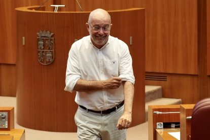 El procurador de Ciudadanos, Francisco Igea, regresa a su escaño tras intervenir en el pleno de las Cortes.- ICAL