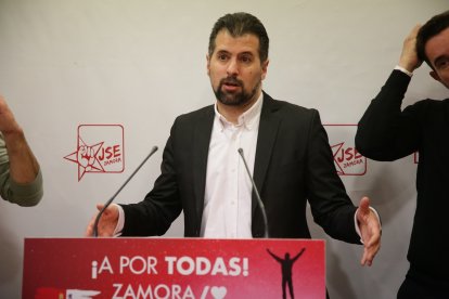 El secretario general del PSOE en Castilla y León, Luis Tudanca, este sábado en Zamora.- ICAL