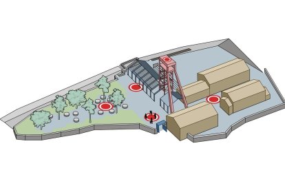 Plano de rehabilitación del Pozo María, en Caboalles de Abajo (León), que se rehabilitará para albergar el Archivo Histórico de las Familias Mineras. -E.M.