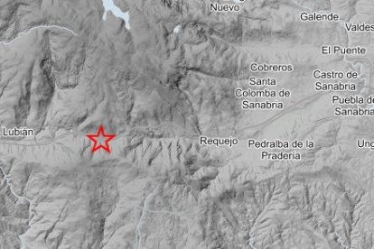 Mapa que marca el epicentro del terremoto que ha sufrido la provincia de Zamora este sábado.- INSTITUTO GEOGRÁFICO NACIONAL