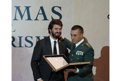 El vicepresidente de la Junta, Juan García-Gallardo, durante el Día de Recuerdo y Homenaje a las Víctimas del Terrorismo de Castilla y León. ICAL