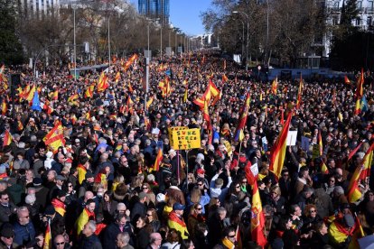 Una imagen de archivo de una manifestación contra el Gobierno de Pedro Sánchez. EUROPA PRESS