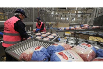 Trabajadores en la fábrica de Campofrío en Burgos.- I. L. M.