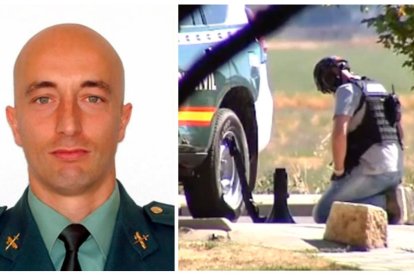 El teniente coronel Pedro Alfonso Casado. Un compañero de la Guardia Civil cae de rodillas tras el disparo de el jefe de la UEI.