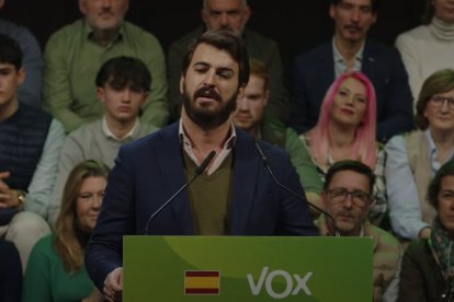 El vicepresidente de la Junta de Castilla y León, Juan García-Gallardo, en la Asamblea General Extraordinaria de Vox celebrada este sábado - EUROPA PRESS