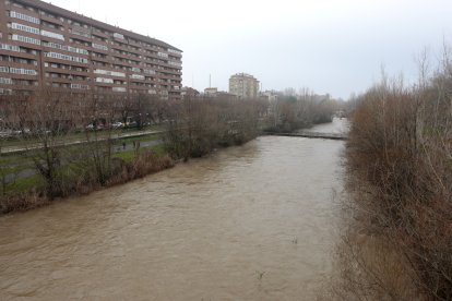 Crecida del río Bernesga a su paso por la capital leonesa. ICAL