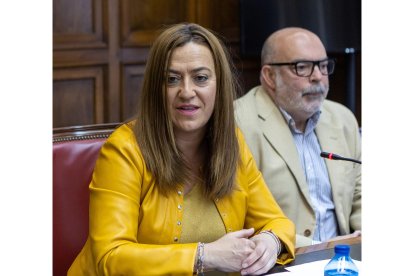 La delegada de Gobierno, Virginia Barcones presenta la campaña junto al Subdelegado del Gobierno en Soria, al responsable jefatura provincial de tráfico Sergio Gómez, y inspector de servicios del sector de tráfico de la Guardia Civil, con sede en Burgos, el comandante Javier Guerra. -ICAL