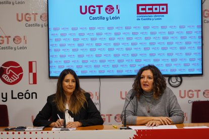 La secretaria de Mujer y Políticas de Igualdad de CCOO CyL, Yolanda Martín, y la secretaria de Políticas Sociales e Igualdad de UGT CyL, Victoria Zumalacárregui, ofrecen una rueda de prensa en la que presentarán el Manifiesto y los actos conjuntos previstos en el Día Internacional para la Eliminación de la Violencia contra la Mujer. ICAL