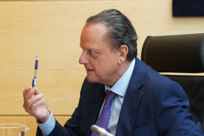 El presidente del Consejo de Cuentas de Castilla y León, Mario Amilivia, durante una comparecencia en las Cortes. -ICAL
