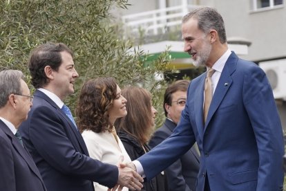 Alfonso Fernández Mañueco saluda al Rey Felipe VI, antes de la Conferencia de Presidentes en La Palma. ICAL