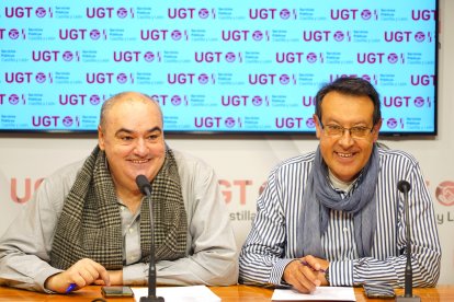 UGT Servicios Públicos de Castilla y León realiza un balance de los últimos procesos de las elecciones sindicales dentro de la función pública. Intervienen el secretario general de UGT SP CyL, Tomás Pérez, y el secretario de Acción Sindical y Administración Autonómica de UGT SP CyL, Carlos Arenas. -ICAL.