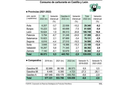 Consumo de carburante en Castilla y León. -ICAL