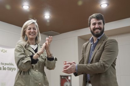 El vicepresidente de la Junta de Castilla y León, Juan García-Gallardo, interviene en el acto de cierre de campaña en Valladolid. ICAL