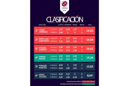 Puntuación y clasificación de las semifinales del circuito de novilladas de Castilla y León de la web de la liga nacional de novilladas