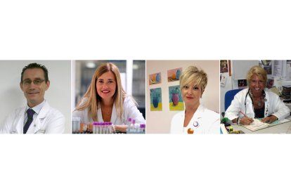 De izq. a drch.: El Dr. San Román Calvar, la Dra. María Victoria Mateos, la Dra. Raquel Blasco y la Dra. Raquel Blasco, médicos de Castilla y León de la Lista Forbes Top 100. -E.M.