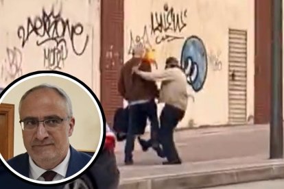 Olegario Ramón y el momento en el que sufrió la agresión.