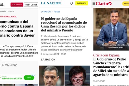 La prensa argentina se hace eco del ataque de Puente a Milei.