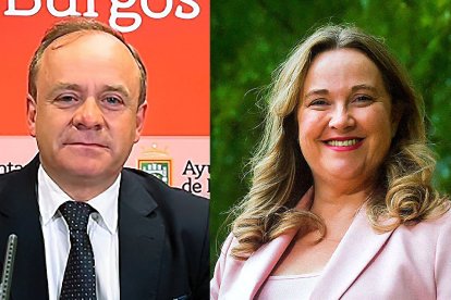 El concejal de VOX Fernando Martínez-Acitores y Cristina Ayala, alcaldesa de Burgos