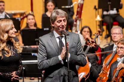 El alcalde de Soria ayer durante la inauguración del Otoño Musical