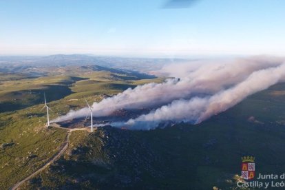 Columnas de humo del incendio de La Tejera (Zamora).