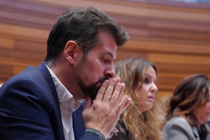 El secretario general del PSOE de Castilla y León, Luis Tudanca, durante el pleno de las Cortes.