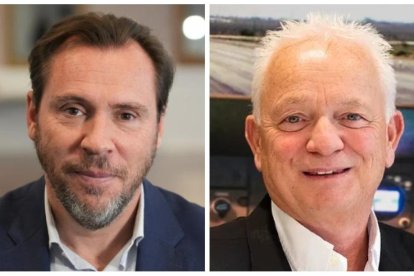 Óscar Puente, ministro de Transportes y Movilidad Sostenible, y Eddie Wilson, CEO de Ryanair.