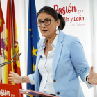 La secretaria de Organización del PSOECyL, Ana Sánchez, este lunes en Valladolid.
