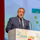 El presidente de las Cortes, Carlos Pollán, durante su intervención en  la entrega de los Premios Valores Democráticos