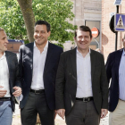 El presidente de la Diputación, Conrado Íscar, el candidato del PPCyL, Raúl de la Hoz, el presidente de la Junta, Alfonso Fernández Mañueco y el alcalde de Valladolid, Jesús Julio Carnero.