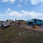 Imagen del accidente en la N-VI a la altura de La Bañeza