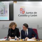 Juan Carlos Suárez-Quiñones y María Pardo presentan los datos de las ayudas al alquiler.