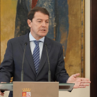 Alfonso Fernández Mañueco, en su comparecencia del viernes pasado tras la ruptura del pacto PP-VOX